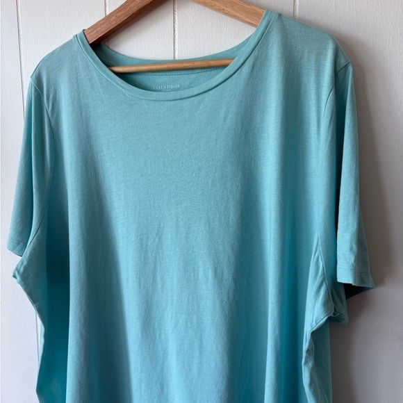 Eileen Fisher Organic Cotton Light Blue Short Sleeve Tee | Size 2X - Picture 6 of 6